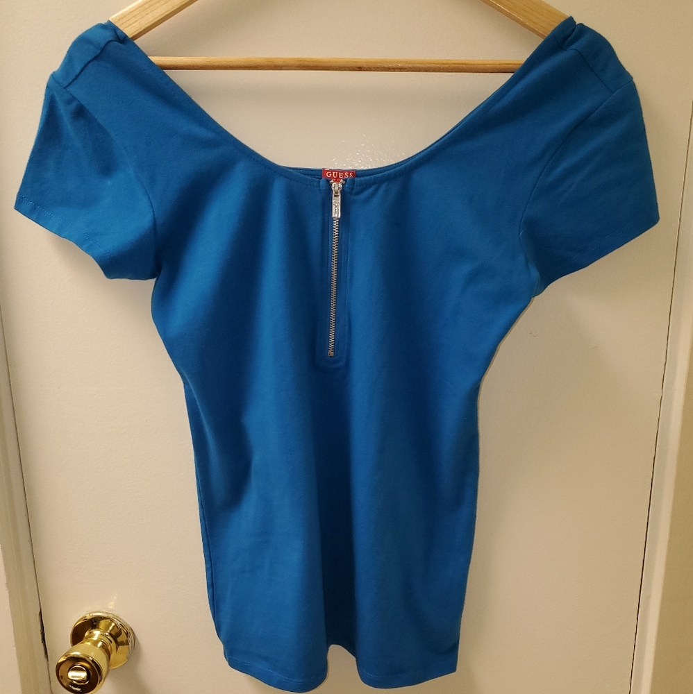 Blue Top with front zipper